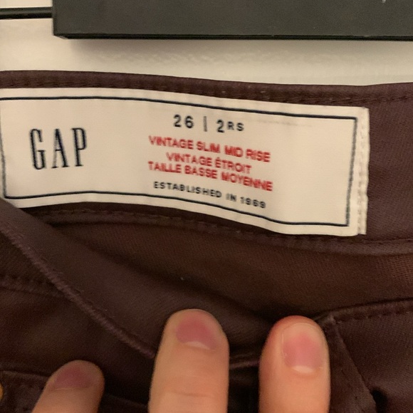 Statement burgundy coated denim pants, 26 inch - Picture 3 of 3